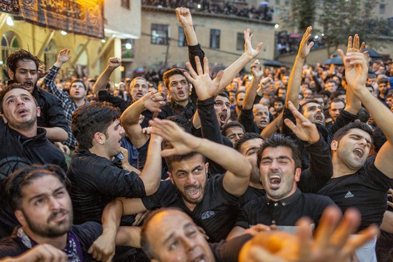 Traditional Muharram mourning ceremony "Alam Bandan" in Masuleh, Fuman County, Gilan province, Iran. September, 2017